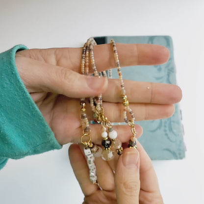 Neutral Mix and Gold Beaded Bible Bookmark