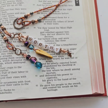 I Am Worthy 2-Strand Beaded Bible Bookmark