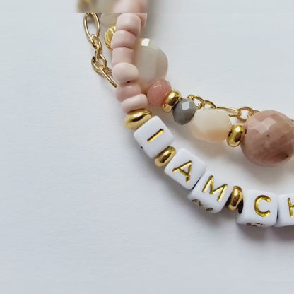 Pink and Gold 3-Strand Feminine Identity in Christ Bracelet for women