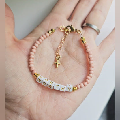White and Gold single strand stackable Statement Bracelet