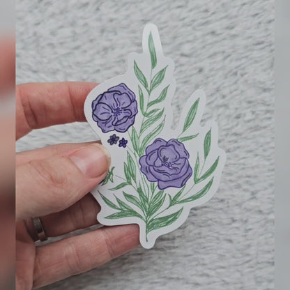 Purple floral Vinyl sticker - waterproof decal for tumbler, laptop cover, notebook, Bible journal - feminine purple script font, Blessed