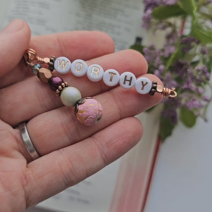 I Am Worthy Word charm Clip-on accessory for women